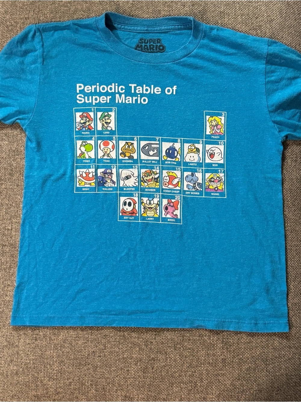 Super Mario "Periodic Table of Super Mario" Graphic Tee Blue Size M